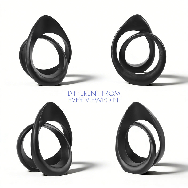 Modern Abstract Intertwined Loop Sculpture, 10" Tall Contemporary Shelf Table Mantel Décor, White Minimalist Statues for Indoor Home Office