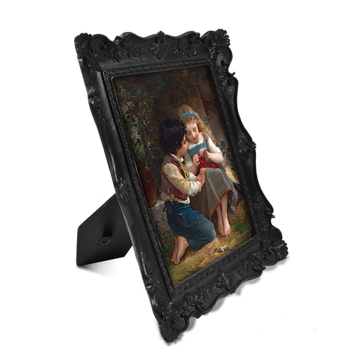 Black 4x6 / 5x7 Victorian ornate vintage picture frame with antique floral detail for wall and tabletop display
