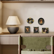 Black vintage mini picture frame for 1.5x2 inch photos for wall and tabletop display