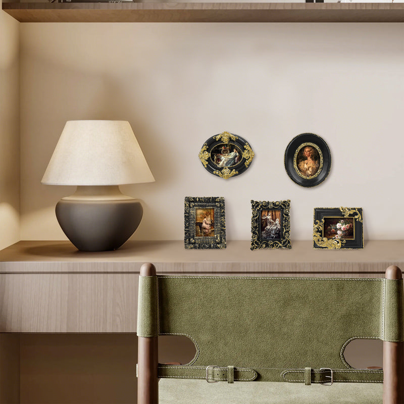 Black vintage mini picture frame for 1.5x2 inch photos for wall and tabletop display