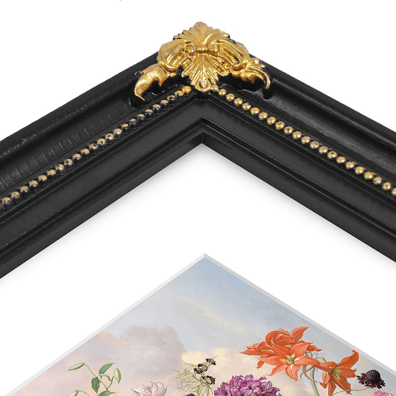 11x14 Vintage Picture Frame with Mat for 8x10 Photo, Ornate Floral Corner Accents, Wall and Tabletop