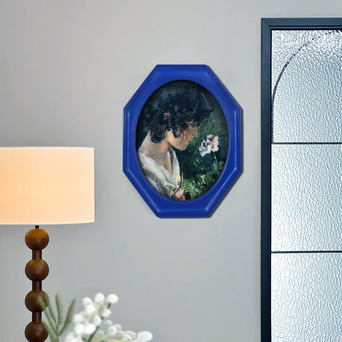 Octagon Picture Frame with Bold Blue Finish for Wall and Tabletop, Fancy Frames