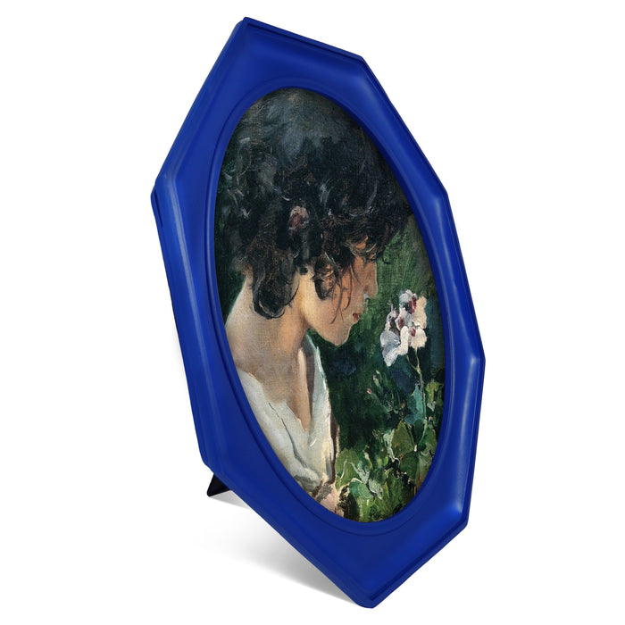 Octagon Picture Frame with Bold Blue Finish for Wall and Tabletop, Fancy Frames