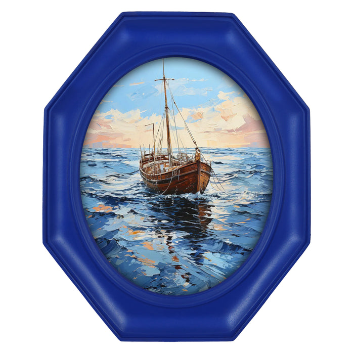 Octagon Picture Frame with Bold Blue Finish for Wall and Tabletop, Fancy Frames