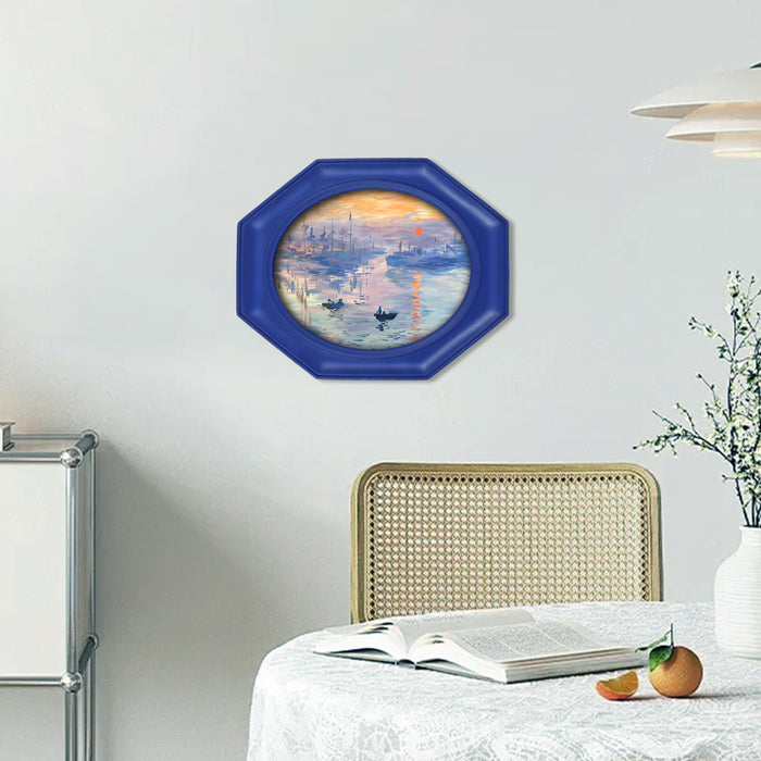 Octagon Picture Frame with Bold Blue Finish for Wall and Tabletop, Fancy Frames