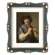 An 11x14-inch picture frame with a mat for an 8x10-inch photo, featuring sculpted edges and decorative accents in a hand-painted antique style finish.