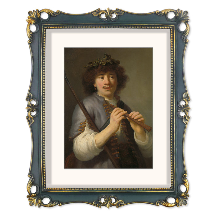 An 11x14-inch picture frame with a mat for an 8x10-inch photo, featuring sculpted edges and decorative accents in a hand-painted antique style finish.
