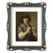 An 11x14-inch picture frame with a mat for an 8x10-inch photo, featuring sculpted edges and decorative accents in a hand-painted antique style finish.
