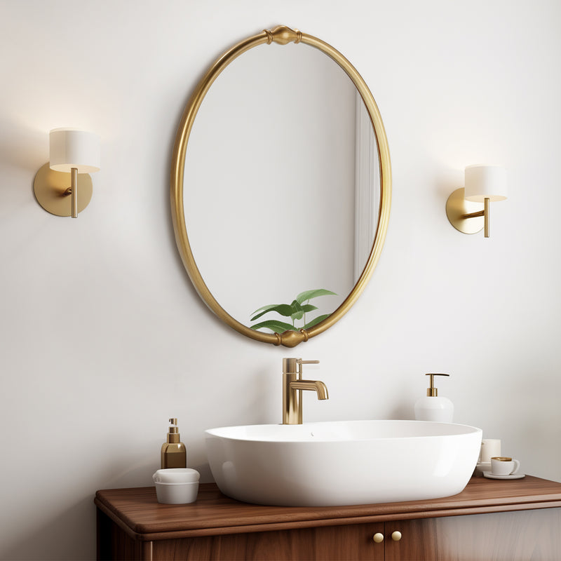 Gold Oval Bathroom Mirror 24x32 inch, Traditional Accent Mirrors for Living Room Hallway Entryway