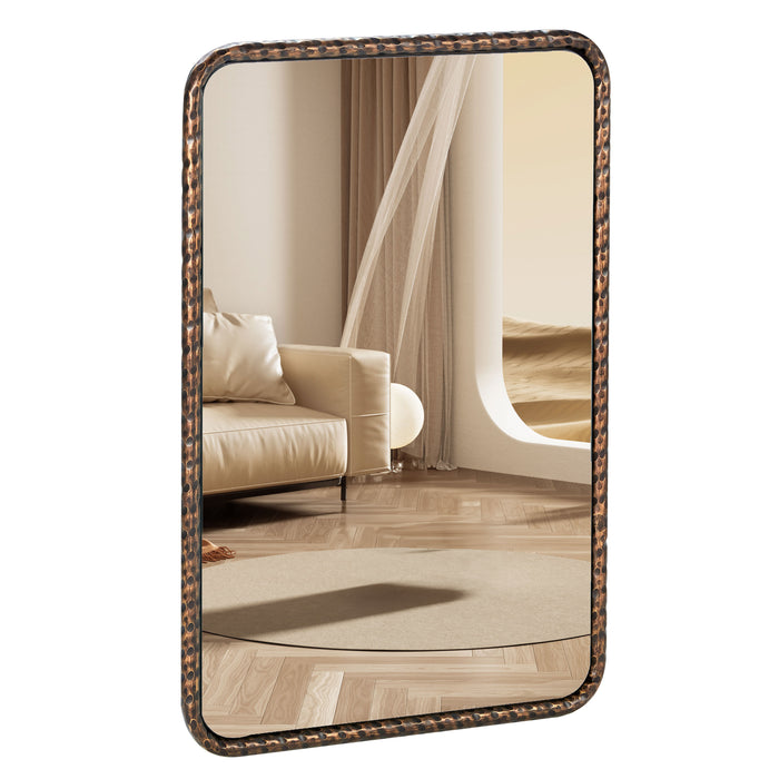 Bronze Wall Mirror 20x28 Inch, Rectangle Bathroom Vanity Mirror with Hammered Texture