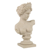 Statue of a classical woman's bust on a white background
