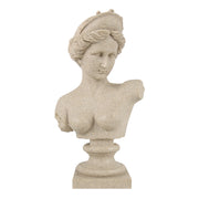 Statue of a classical woman's bust on a white background
