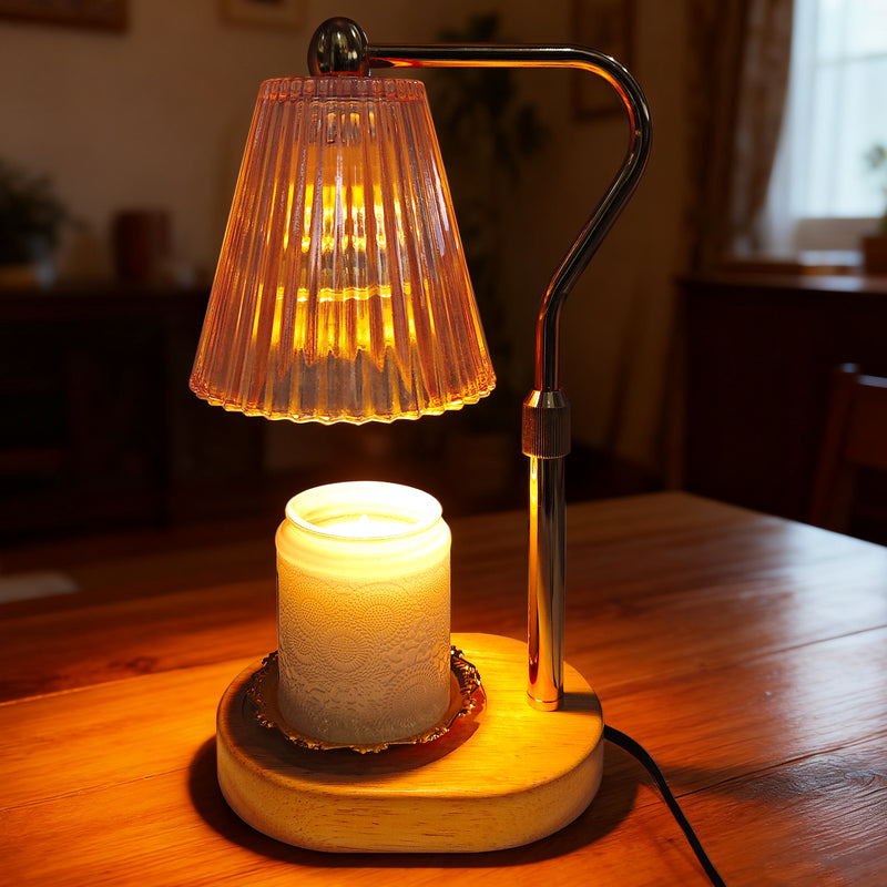 Candle Warmer Lamp with Dimmer and 2 Bulbs, Gold Wax Melt Lamps for Jar Candles, Adjustable Height and Brightness, Home Office Desk Décor Housewarming Christmas Gifts