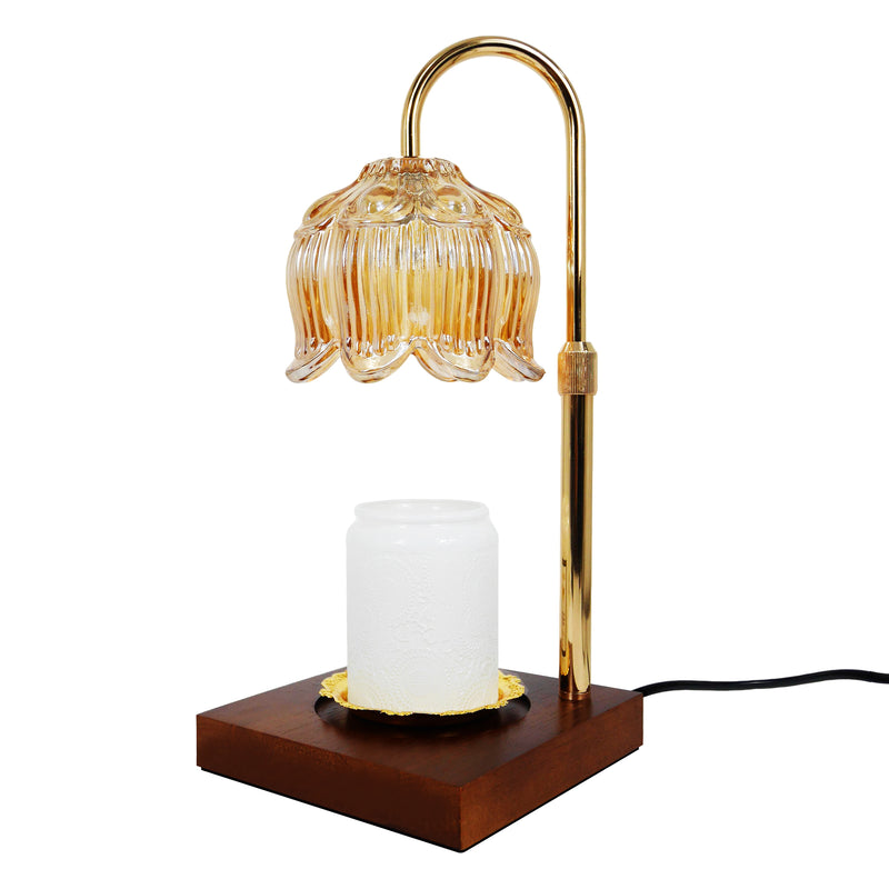 Candle Warmer Lamp with Dimmer and 2 Bulbs, Flower Design Wax Melt Lamps for Jar Candles, Adjustable Height and Brightness, Home Office Décor