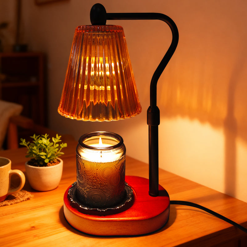 Candle Warmer Lamp with Dimmer and 2 Bulbs, Black Wax Melt Lamps for Jar Candles, Adjustable Height and Brightness, Home Office Desk Décor Housewarming Christmas Gifts