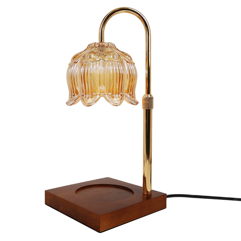 Candle Warmer Lamp with Dimmer and 2 Bulbs, Flower Design Wax Melt Lamps for Jar Candles, Adjustable Height and Brightness, Home Office Décor