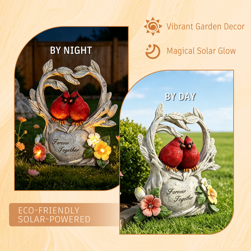 Solar Outdoor Garden Statue, Cardinals Weatherproof Sculptures for Porch Patio Table Deck Pathway Yard