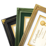 Green 11x14 vintage diploma picture frame with beaded floral border displayed in home décor setting
