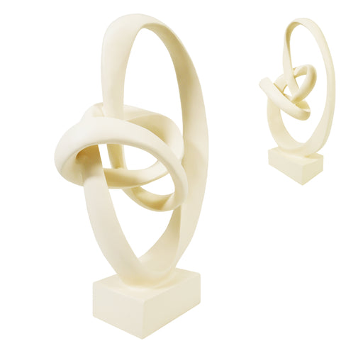 Abstract sculpture with intertwined loops.