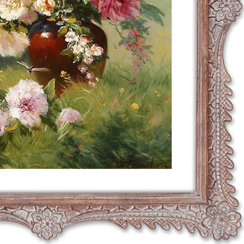 11x14 Picture Frame with Mat, Vintage Picture Frames 11x14 Matted to 8x10, Distressed Wood Frame with Carved Ornate Floral Lattice Patterns
