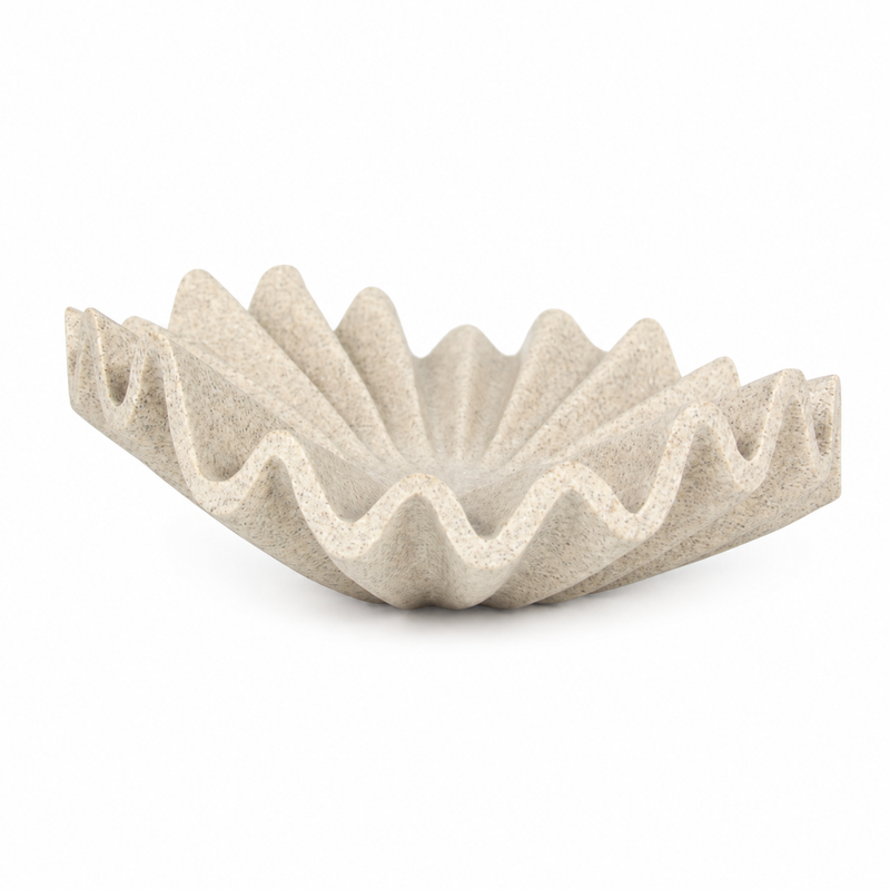 Catchall Bowls for Bookshelf Coffee Table Entryway Console, 10 Inch Ruffled Wavy Decorative Bowl