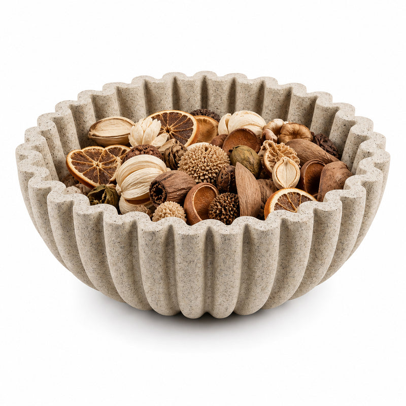 10” Sand Beige Catchall Bowls for Entryway Console Centerpiece Coffee Table Mantel Shelf Decor, Modern Decorative Bowl