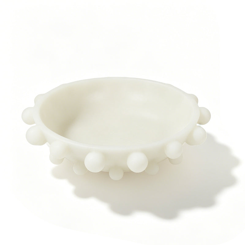 White Decorative Bowl with Bubble Edge Design, Modern Accent Centerpiece for Coffee Table Entryway Consoles Staging Decor, 11 x 11 x 3 Inch