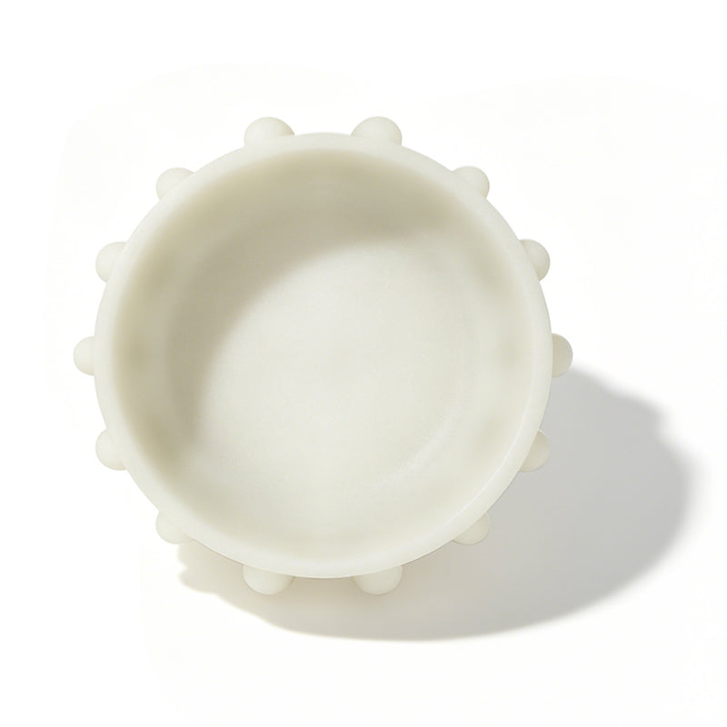 White Decorative Bowl with Bubble Edge Design, Modern Accent Centerpiece for Coffee Table Entryway Consoles Staging Decor, 11 x 11 x 3 Inch