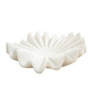 White Marble Style Decorative Bowl, Modern Ruffled Wavy Design