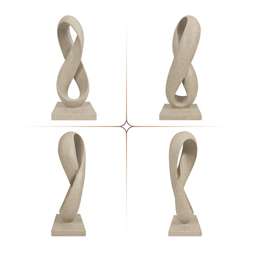 Decorative sculpture with twisted design on a white background.