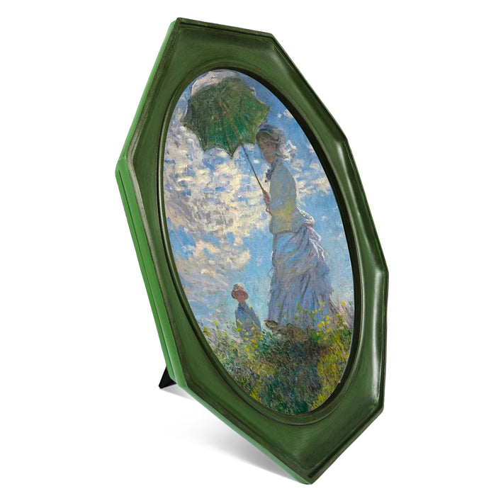 Octagon Picture Frame with Elegant Green Finish, Vintage Home Decor