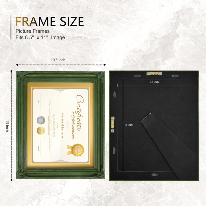 Picture Frames 8.5x11, Vintage Frame for Diploma Certificate Document 8 1/2 x 11, Set of 2