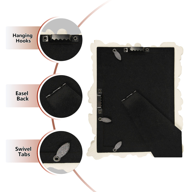 White Shabby Chic Floral Picture Frame 4x6, Hand-Painted Distressed Decorative Frame for Wall or Tabletop