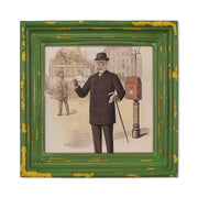Rustic green vintage 4x4 hand-painted picture frame for wall and tabletop display, hand-painted