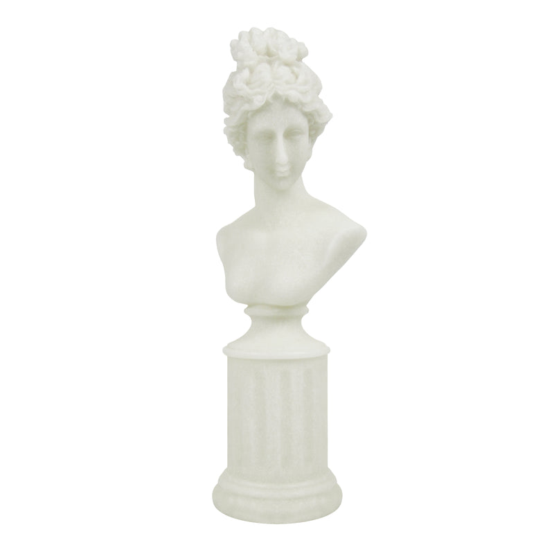 Modern Classical Lady Bust Statue, 12.5'' Tall Sculpture White Female Figure on Pedestal for Shelf Console Tabletop Mantel, French Style Home Office Décor