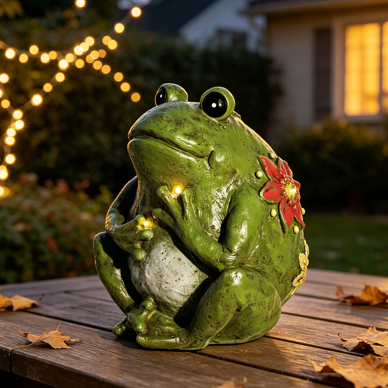 Solar Frog Statues for Outdoor Patio Table Porch Pathway Yard Deck Decor, Weatherproof Lawn Sculpture Decorations