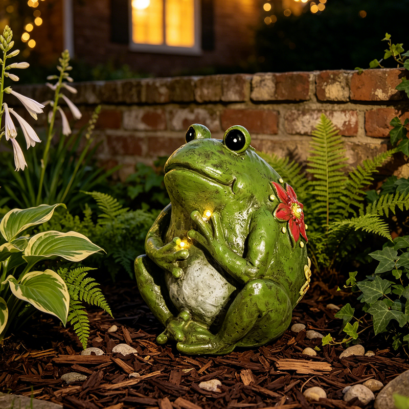 Solar Frog Statues for Outdoor Patio Table Porch Pathway Yard Deck Decor, Weatherproof Lawn Sculpture Decorations