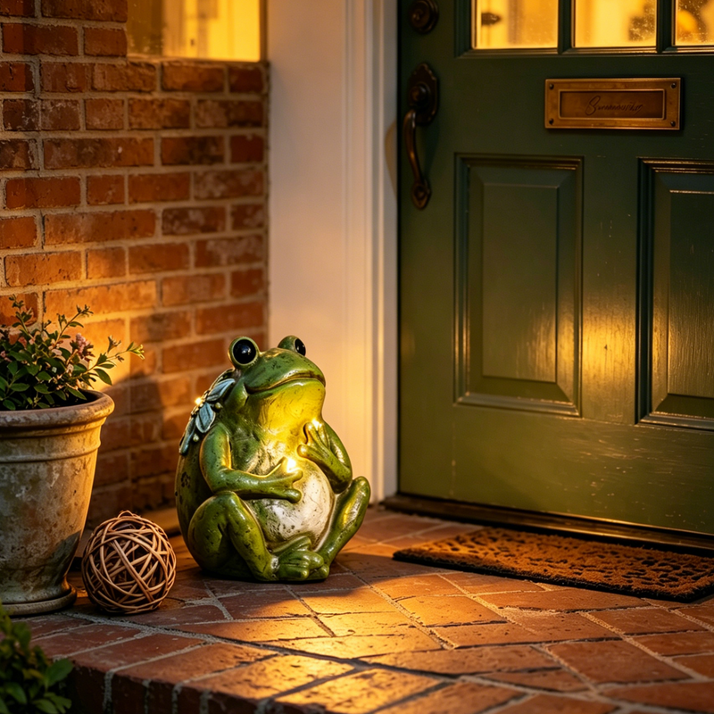 Solar Frog Statues for Outdoor Patio Table Porch Pathway Yard Deck Decor, Weatherproof Lawn Sculpture Decorations