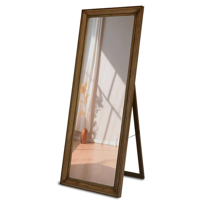 26''x65'' Full Length Mirror, Floor Standing Mirror for Dressing Living Room Bedroom, Solid Wood Border