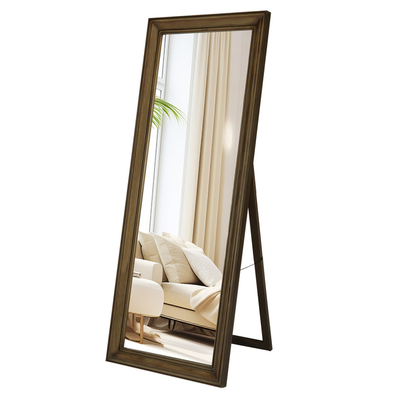 26''x65'' Full Length Mirror, Floor Standing Mirror for Dressing Living Room Bedroom, Solid Wood Border