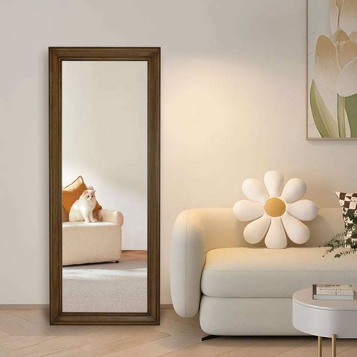 26''x65'' Full Length Mirror, Floor Standing Mirror for Dressing Living Room Bedroom, Solid Wood Border