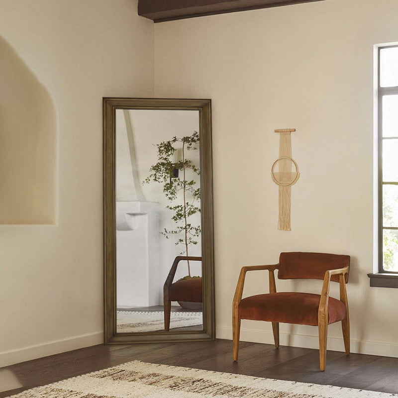 26''x65'' Full Length Mirror, Floor Standing Mirror for Dressing Living Room Bedroom, Solid Wood Border