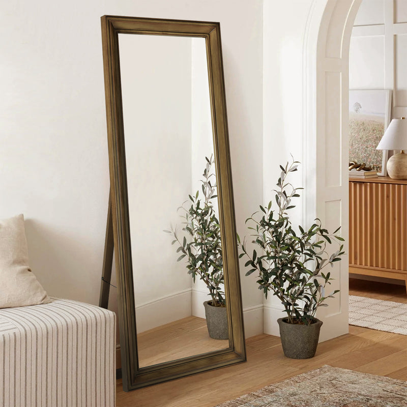 26''x65'' Full Length Mirror, Floor Standing Mirror for Dressing Living Room Bedroom, Solid Wood Border