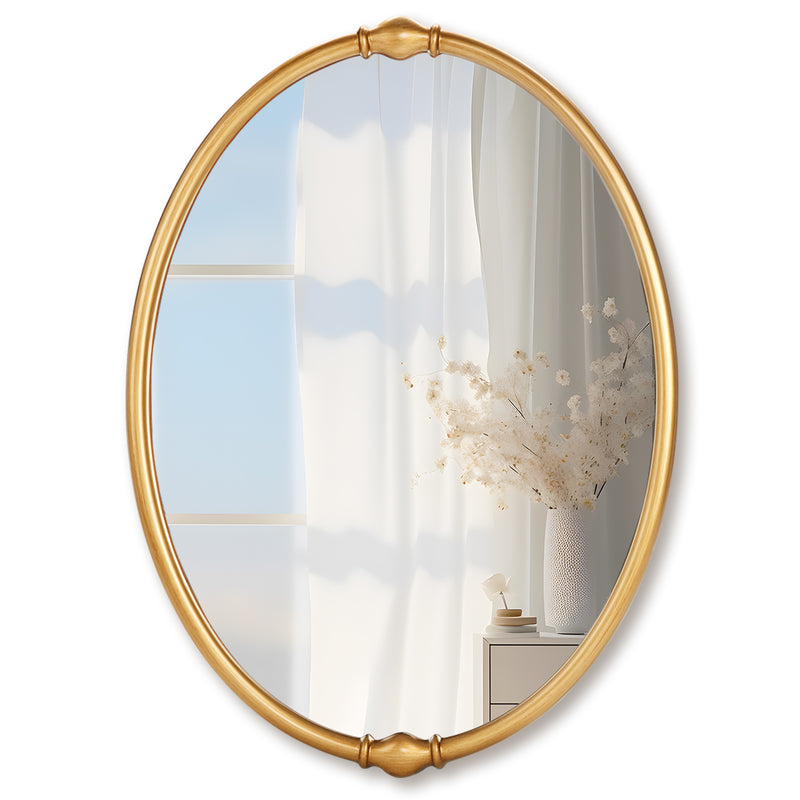 Gold Oval Bathroom Mirror 24x32 inch, Traditional Accent Mirrors for Living Room Hallway Entryway