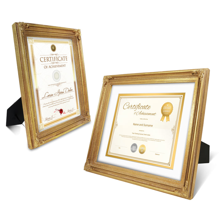 Picture Frames 8.5x11, Vintage Frame for Diploma Certificate Document 8 1/2 x 11, Set of 2