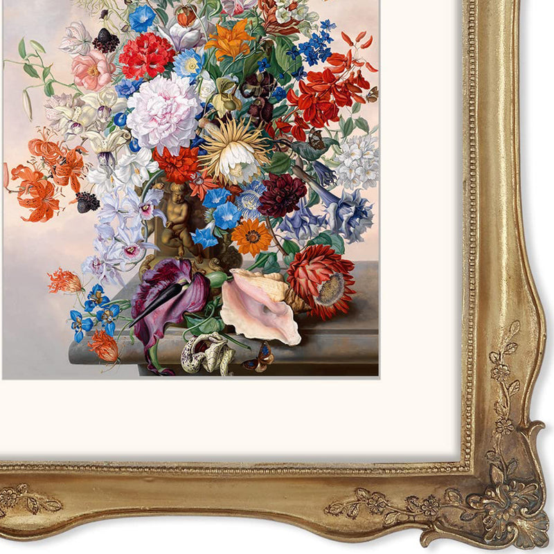 Gold 11x14 vintage-inspired picture frame with white mat for 8x10 photos displayed in home décor setting