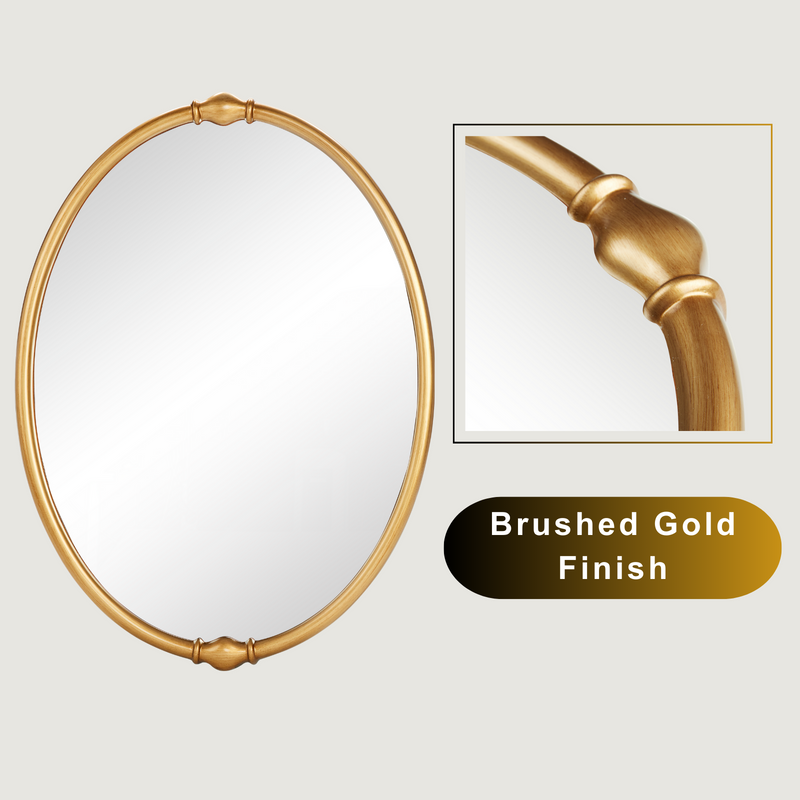 Gold Oval Bathroom Mirror 24x32 inch, Traditional Accent Mirrors for Living Room Hallway Entryway