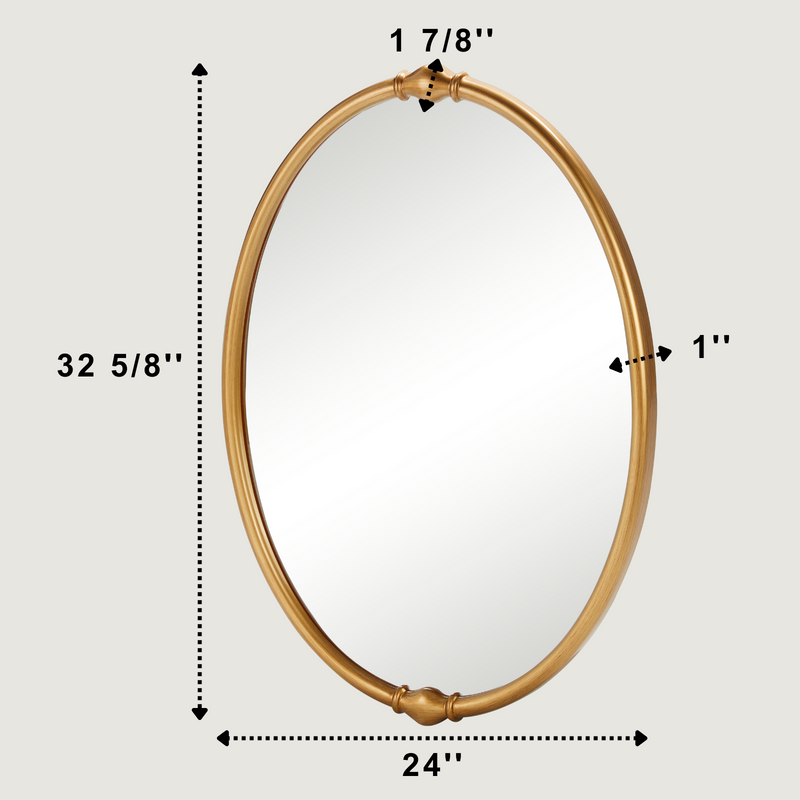 Gold Oval Bathroom Mirror 24x32 inch, Traditional Accent Mirrors for Living Room Hallway Entryway