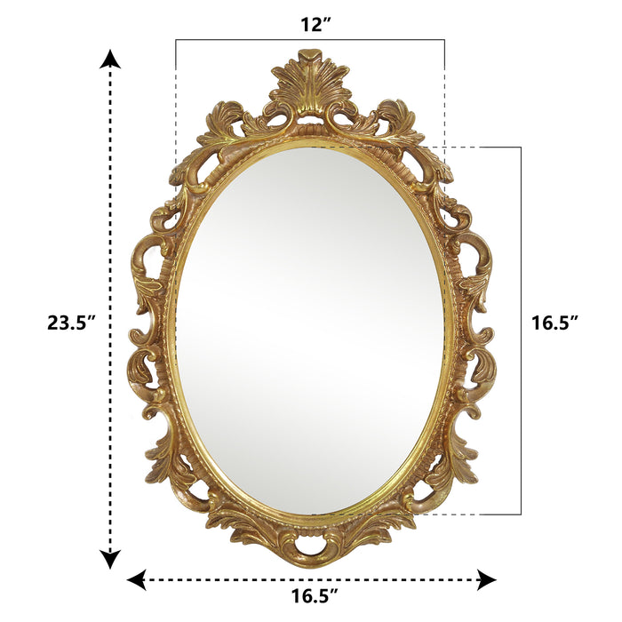 Vintage Wall Mirrors 16'' x 24'', Oval Mirror with Scroll Design for Entryways Living Room Bedroom