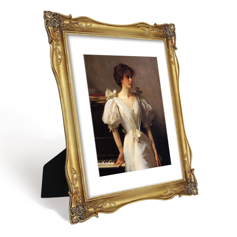 Vintage Gold Picture Frame with Mat for Gallery Wall and Tabletop, Antique Style Home Wedding Décor